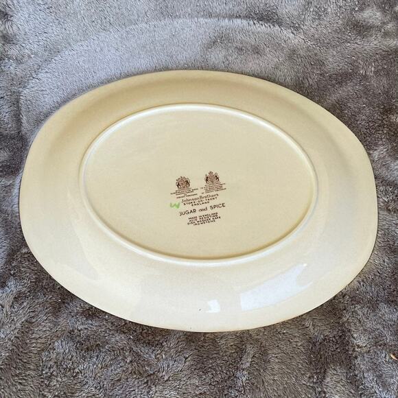 Johnson Brothers Sugar & Spice Oval Serving Platter Brown Ironstone Vtg England - Picture 3 of 11